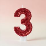 Kırmızı Simli Pasta Mumu Doğum günü mum 1 yaş (3)