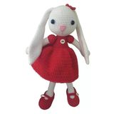 Kırmızı Şirin Uzun Kulak Tavşan Uyku Arkadaşı Amigurumi Organik Oyuncak