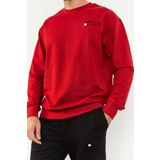 Kırmızı - Siyah Casual O Yaka Lastik Paça Erkek Oversize Eşofman Takımı - 85120 | L