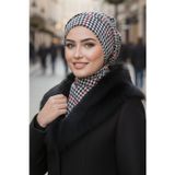 Kırmızı Siyah Kazayağı Tesettür Bere ve Etol Takım