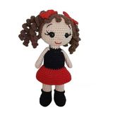 Kırmızı Siyah Öğrenci Kız Bebek Amigurumi Organik Anahtarlık Oyuncak