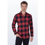 Kırmızı Siyah Slimfit Oduncu Hediye Kutulu Erkek Gömlek M