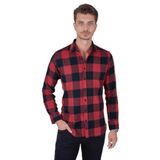 Kırmızı Siyah Slimfit Oduncu Hediye Kutulu Erkek Gömlek XL