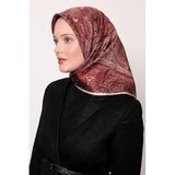 Kırmızı Soyut Etnik Desen Twill İpek Eşarp