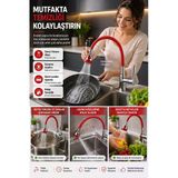 Kırmızı Spiral Musluk Başlığı Çift Fonksiyonlu Esnek Lavabo Batarya Ucu Aparatı 360° Döner