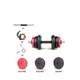 Kırmızı Spor 18 Kg (1X 18Kg) Dambıl Seti Kırmızı Siyah Vinyl 18 Kg Dambıl Seti
