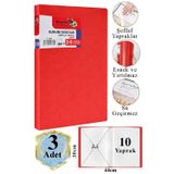 Kırmızı Sunum Dosyası 10 Lu 3 Adet Poşet Dosyalı Katalog Dosyası 10 Poşetli Kendinden Dosya Plastik Kapaklı