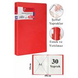 Kırmızı Sunum Dosyası 30 Lu 1 Adet Poşet Dosyalı Katalog Dosyası 30 Poşetli Kendinden Dosya Plastik Kapaklı
