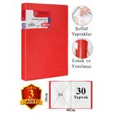 Kırmızı Sunum Dosyası 30 Lu 3 Adet Poşet Dosyalı Katalog Dosyası 30 Poşetli Kendinden Dosya Plastik Kapaklı