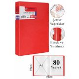 Kırmızı Sunum Dosyası 80 Li 1 Adet Poşet Dosyalı Katalog Dosyası 80 Poşetli Kendinden Dosya Plastik Kapaklı