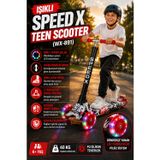 Kırmızı Tekerlekli Işıklı Speedx Teen Scooter Wx-891 3 Tekerlekli Ayarlanabilir Gidonlu Çocuk Scooter