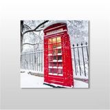 Kırmızı Telefon Kulübesi Kanvas Tablo 120x120cm