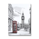 Kırmızı Telefon Kulübesi ve Big Ben Londra - Şehir Metal Tablo - Mıknatıslı Montaj - Duvar Dekoru