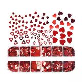 Kırmızı Tırnak Süsleme Folyo Pulları Kalp Dizayn Nail Art