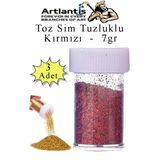 Kırmızı Toz Sim Tuzluklu 7 gr 3 Adet Renkli Toz Sim Epoksi Reçine Okul Etkinlik Dekarasyon Slime