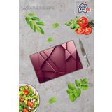 Kırmızı Üçgen Desenli Cam Kesme Tahtası - Cam Kesme Tablası | 20 cm x 30 cm