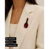 Kırmızı Ud Tasarımlı Müzisyen Rozeti – Enamel Metal Yaka İğnesi Hediye