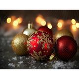 Kırmızı ve Altın Renkli Noel Süsleri ile 200X150CM Arka Plan Stüdyo Fonu - -