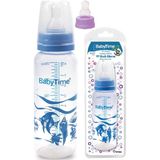 Kırmızı ve Mavi Silikon Kiraz Uçlu Klasik Bebek Biberonu 250ML - Ahşap - Ceviz