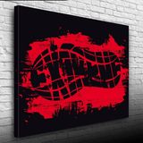 Kırmızı Ve Siyah Tonlarda Ayakkabı İzi Kanvas Tablo 50 X 70