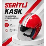 Kırmızı Yarım Kask Motosiklet Kaskı Scooter Motor Bisiklet Kaskı Açık Model