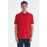 Kırmızı Yazı Nakışlı Baskı Detaylı Standart Kalıp Polo Yaka Erkek T-Shirt - 88239