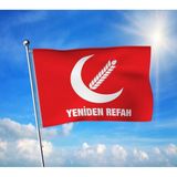 Kırmızı Yeniden Refah Partisi Bayrağı Premium Raşel Kumaş 100X150 cm
