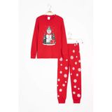 Kırmızı Yılbaşı Temalı Uzun Kol Çocuk Pijama Takımı 23397