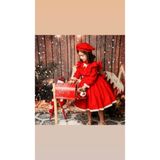 Kırmızı Yılbaşı Vintage Kız Bebek Elbisesi,fotoğraf çekim elbisesi,0-12 Yaşa Uygun