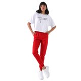 Kırmızı Yüksek Bel Jogger Rahat Form Manşetli Kadın Eşofman Alt - 94561