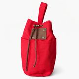 Kırmızı Yuvarlak Tabanlı Kamp Malzeme Çantası – 5.5 L Cordura 1000D Outdoor Ekipman Çantası, Üst Kulplu ve 3 Yan Cepli | Tanto Bushcraft