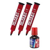 Kirmizi Yuvarlak Uclu Markor Permanent Kalem 3 Adet Hi-Text Marker Murekkep Kirmizi 30 Ml 1 Adet Brons Koli Kalemi