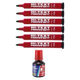 Kırmızı Yuvarlak Uçlu Markör Permanent Kalem 6 Adet Hı-text Marker Mürekkep Kırmızı 30 Ml 1 Adet Brons Koli Kalemi