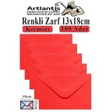 Kırmızı Zarf 13X18 Cm 100 Adet Kırmızı Mektup Zarfı Davetiye Zarfı Kartpostal Çekiliş Hediye Zarfı