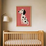 Kırmızı Zeminli Dalmaçyalı Çocuk Odası Duvar Posteri Çerçeveli Tablo Duvar Dekorasyonu - 30 x 40 - Ahşap Çerçeveli