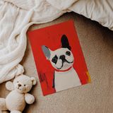 Kırmızı Zeminli Köpek Çocuk Odası Duvar Posteri Çerçeveli Tablo Duvar Dekorasyonu - 21 x 30 - Çerçevesiz Poster