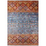 Kirovo-Cepetsk Mavi Madalyon Modern Geometrik Etnik Desenli Boho Makinada Yıkanabilir Hav Toz Vermez Leke Tutmaz Kaymaz Taban Dijital Makine Baskı Halı Oturma Odası Salon Yolluk Koridor Mutfak Halısı