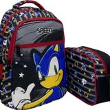 Kirpi Sonic Renkli Baskılı 3 Bölmeli Ve Beslenmeli 2'Li Takım İlkokul Sırt Çantası Ve Okul Çantası