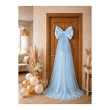 Kirpi Süs 40*220 cm saten & kristal tül fiyonk bebek kapı süsü, baby shower, hastane kapı süsü