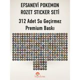 Kirpictures 312 Adet Pokemon Taso Sticker Seti - Mat Opak Su Geçirmez Dayanıklı Etiket Paketi