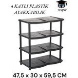 Kirtasiye 4 Katlı Siyah Ayakkabılık Plastik, 47,5 x 30 x 59,5 cm - Çok Renkli
