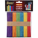 Kırtasiye Ahşap Geniş Renkli Dil Çubuğu Abeslang 50LI Paket