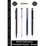 #Kırtasiye Promosyon Logolu Baskılı Şık Kurumsal Dokunmatik Metal Tükenmez Touchpen Kalem Beyaz