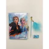 Kırtasiye Seti ( Frozen Kilitli Hatıra Defteri - Uçlu Kalem Tüylü Taşlı - Silgi )