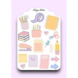 Kırtasiye Temalı Sticker - Etiket - Çıkartma Bullet Journal, Ajanda, Planner, Günlük Için Uygun Set