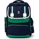 Kırtasiyum Kapaklı Ön Cep Tasarımlı, Göğüs Klipsli ve Çok Cepli Okul Sırt Çantası - Yeşil