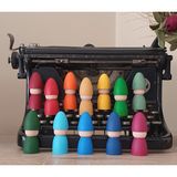 Kırtkırt Ahşap Waldorf Şapkalı Pegleri 12LI Set Gökkuşağı Tonları Kırtkırt Ahşap - Ahşap Desenli