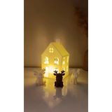 Kış Evi Mini Geyik Mumluk Noel Yılbaşı Süsü Dekoratif Biblo Tealight Mumluk Seti Mum Dahildir