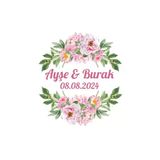 Kış Temalı Oval Çerçeve Etiketi Kına Nişan Düğün 3X3 Cm Özel Etiket / 50 Adet Sticker