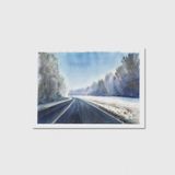 Kış Yolu Manzarası Tablo Çerçeveli Poster Duvar Dekorasyonu - 30 x 40 - Çerçevesiz Poster